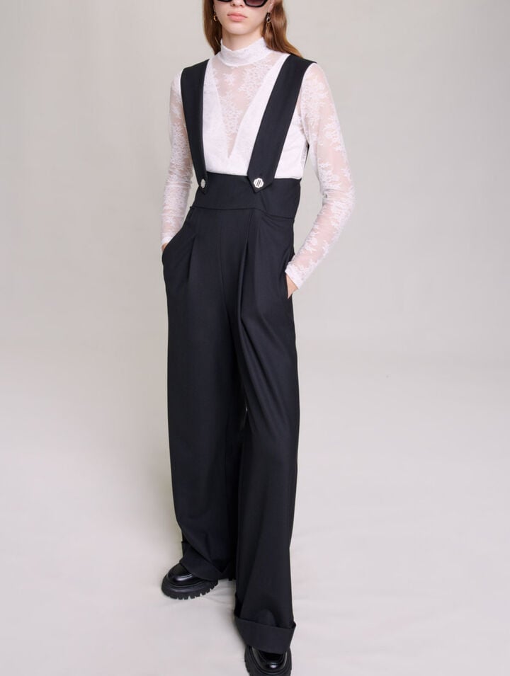 Pantalon large à bretelles