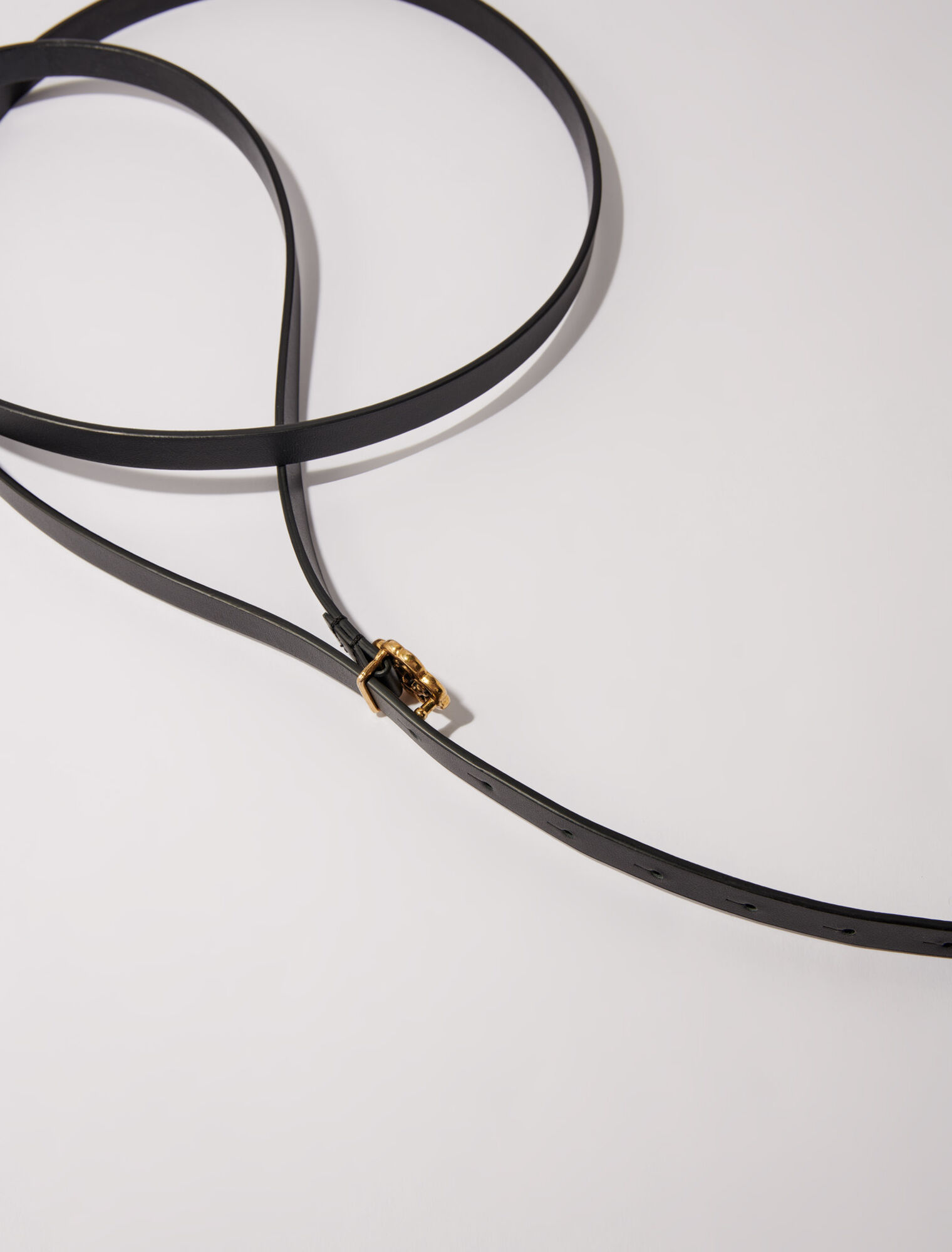 Ceinture fine en cuir double tour