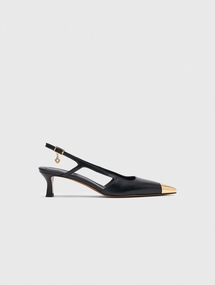 Escarpins slingback en cuir lisse