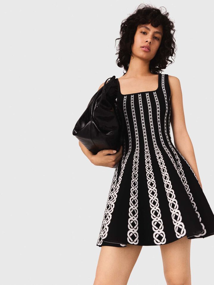 Robe courte en maille jacquard