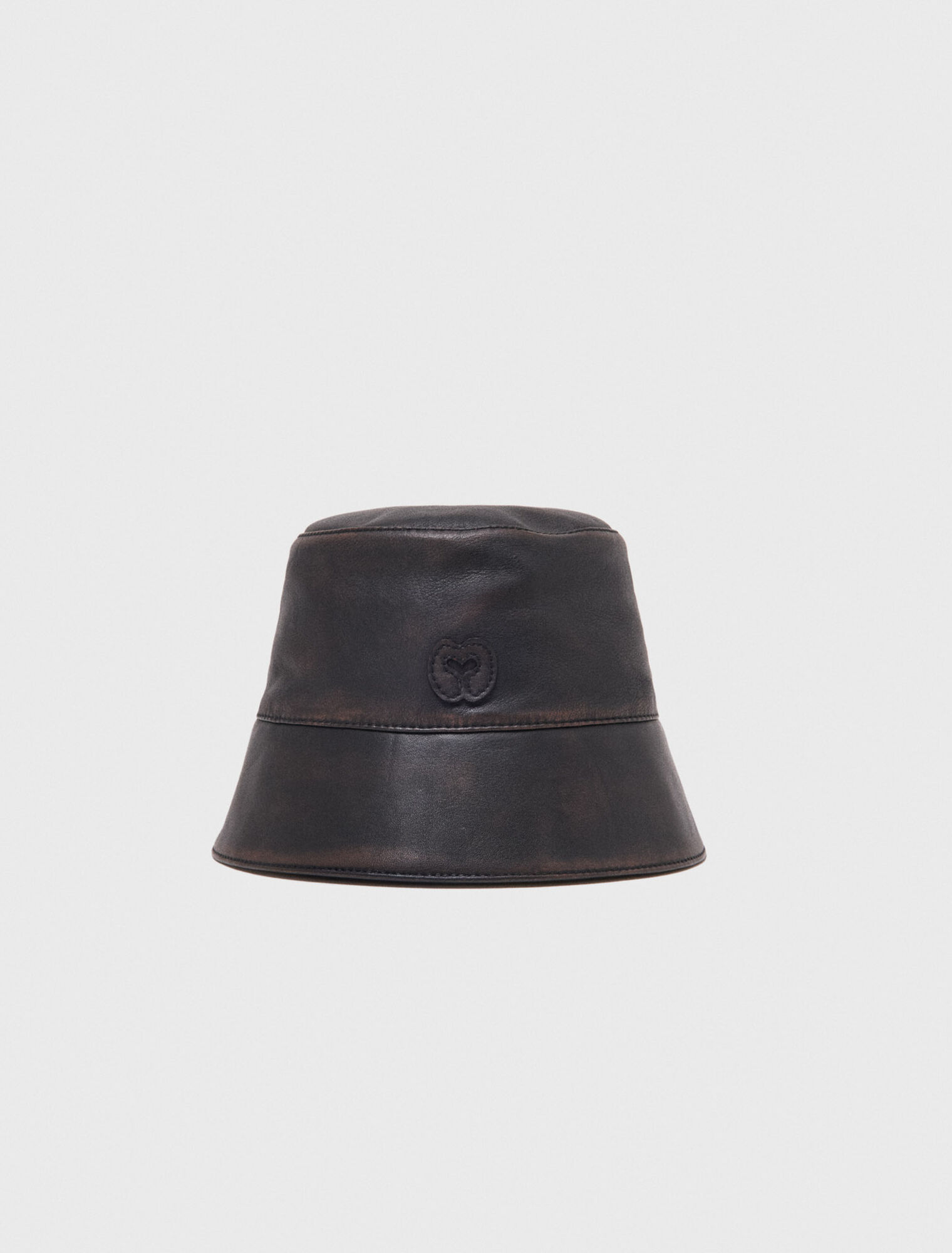 Distressed leather bucket hat