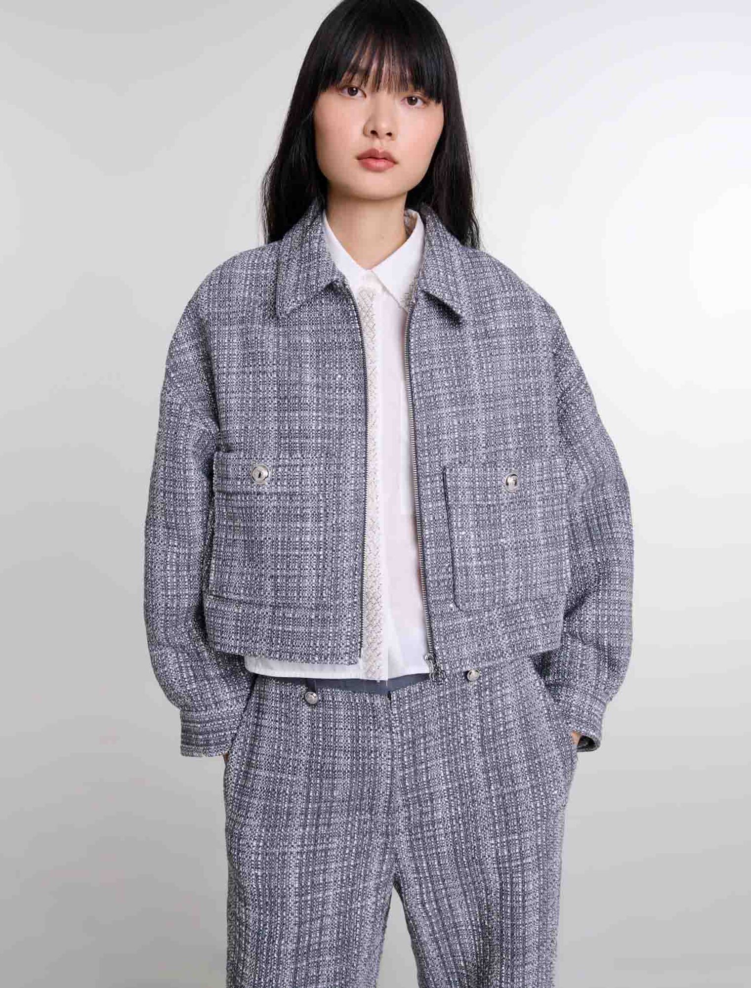 Blouson court en tweed