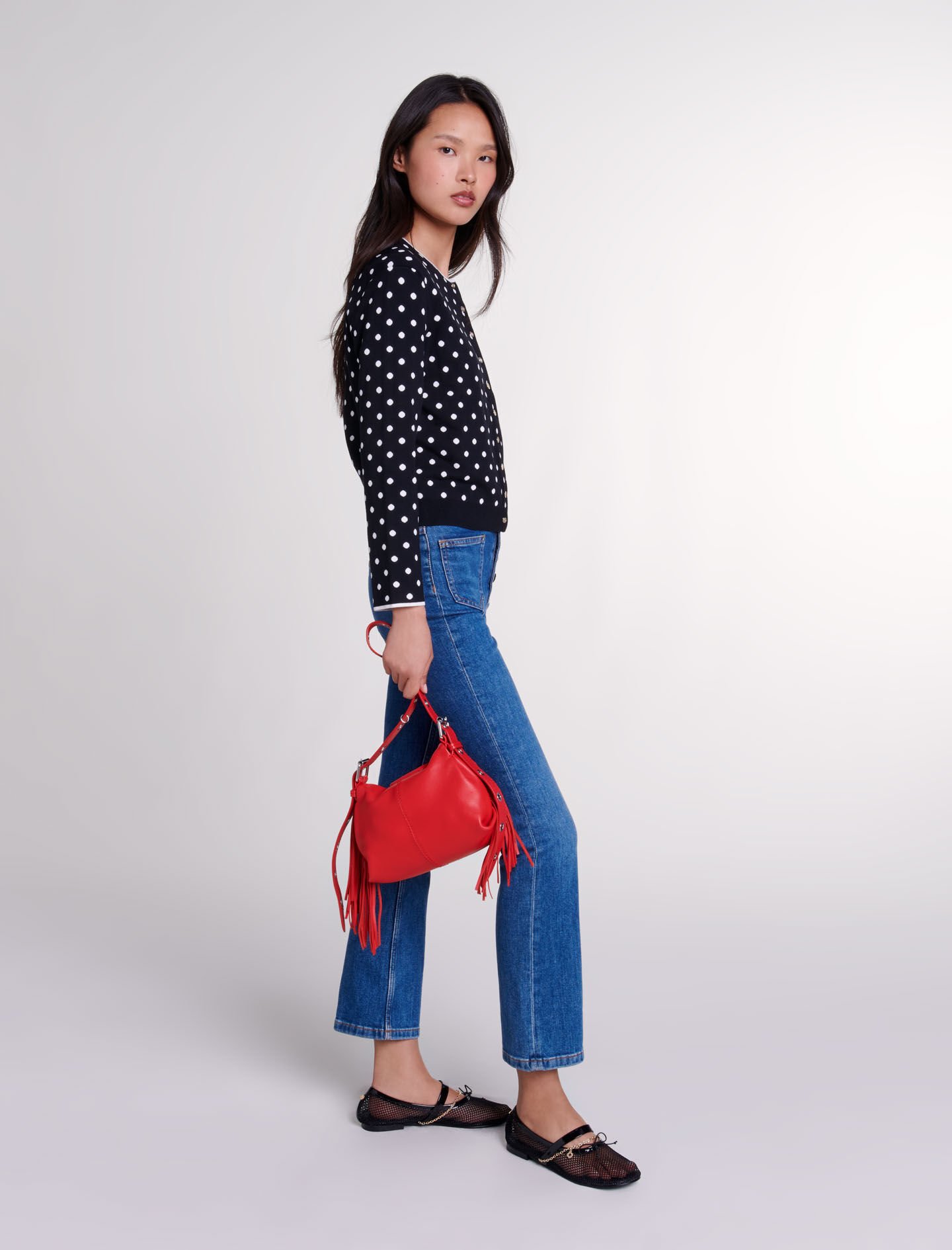 Fancy knit cardigan Bicolor For Women | Maje