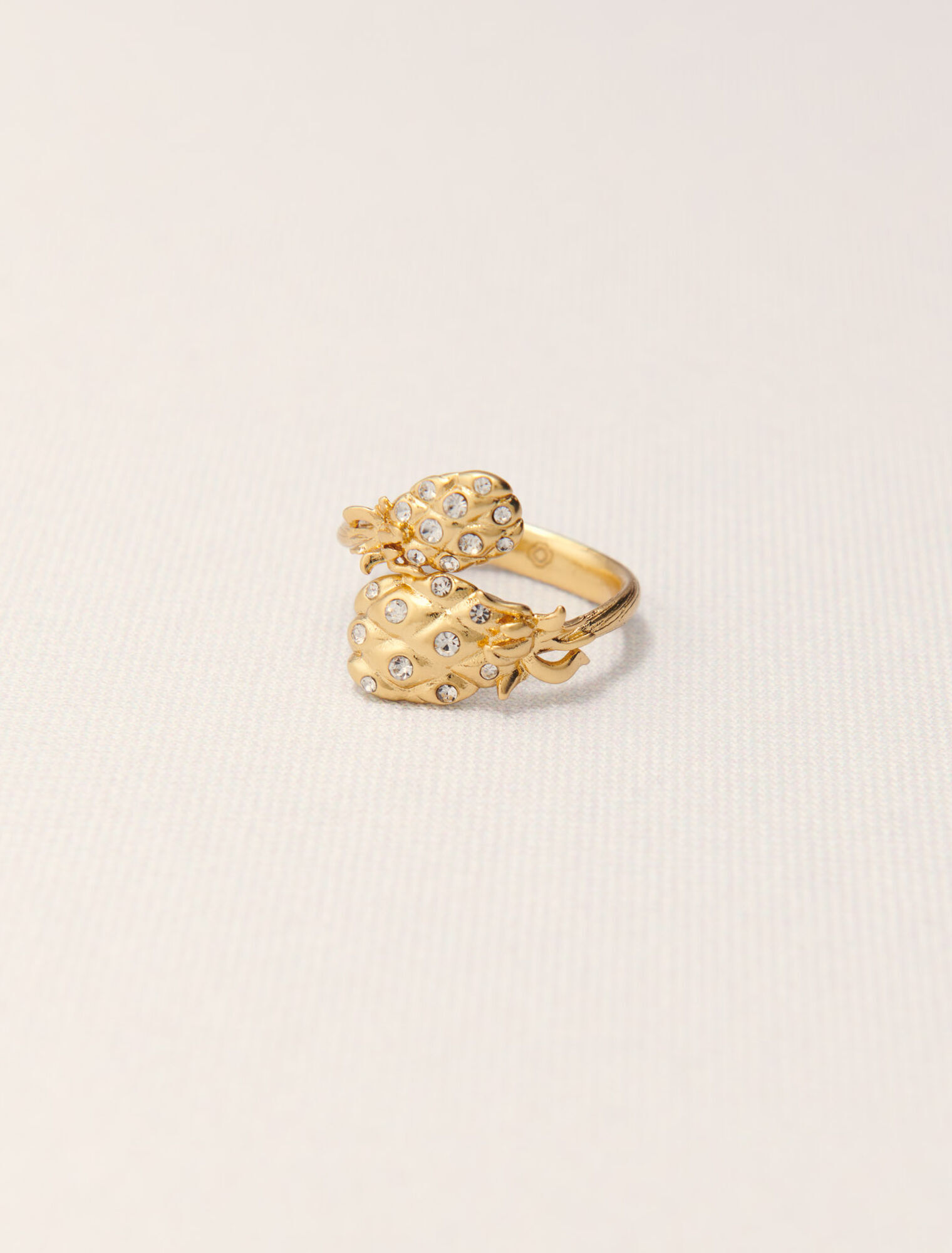 Bague double ananas &agrave; strass