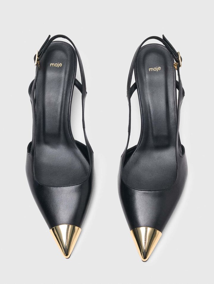 Escarpins slingback en cuir lisse