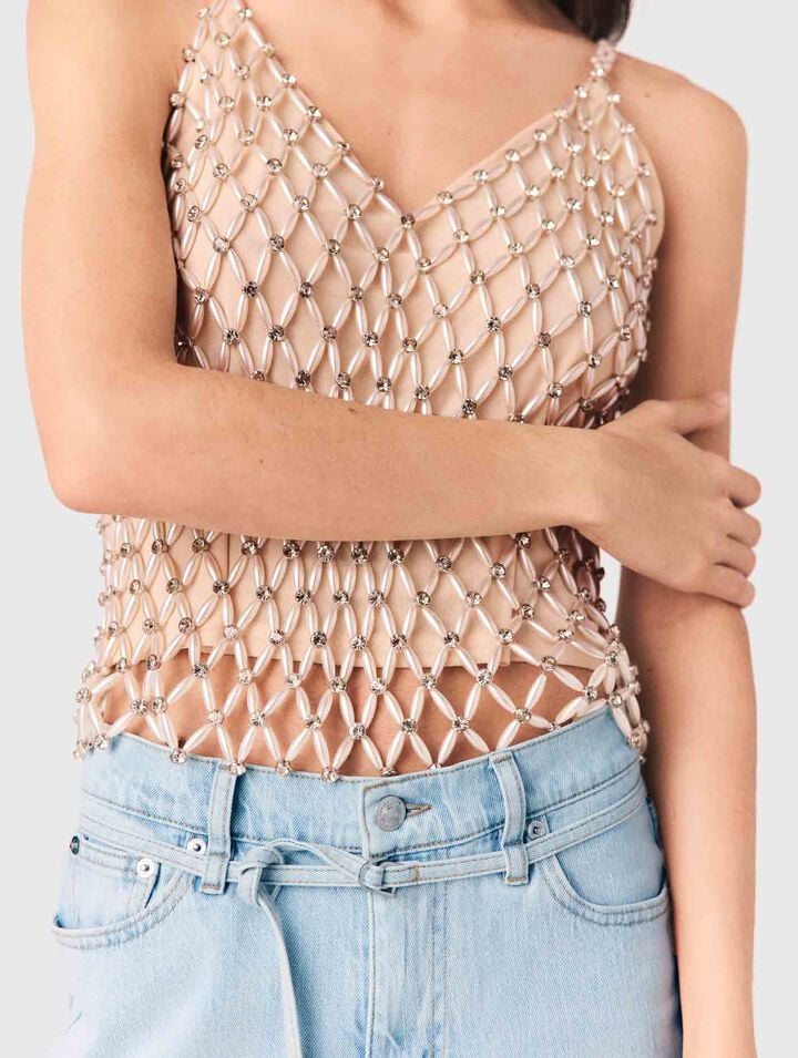 Beaded top with lining