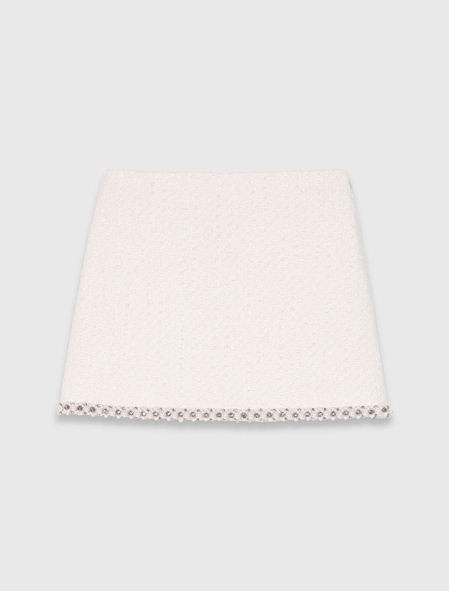 Pearl-trim tweed skirt
