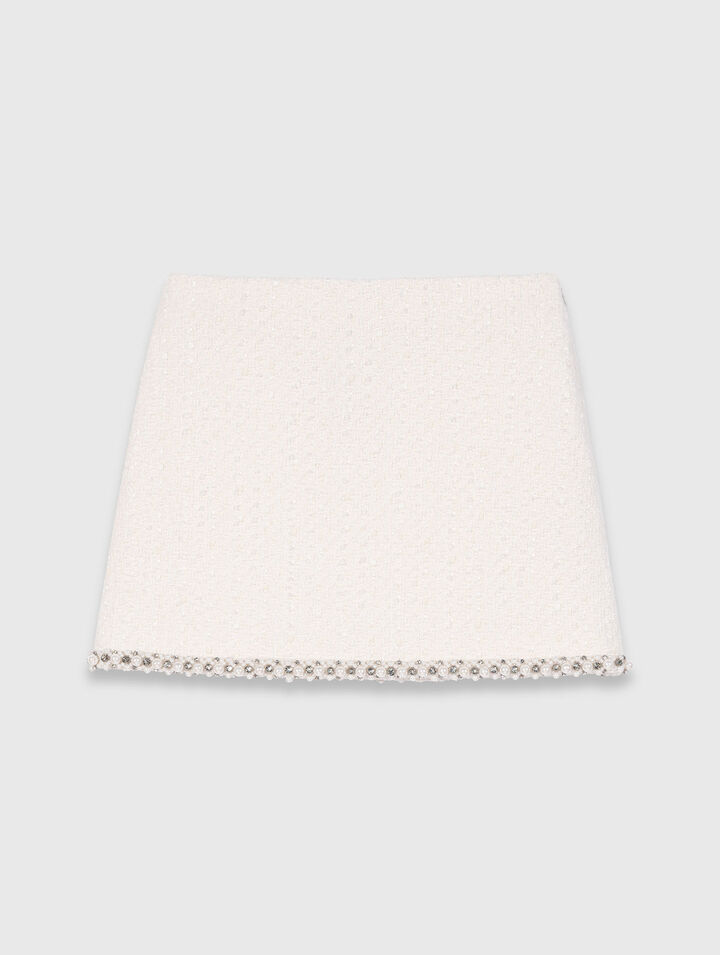 Jupe en tweed et galon de perles