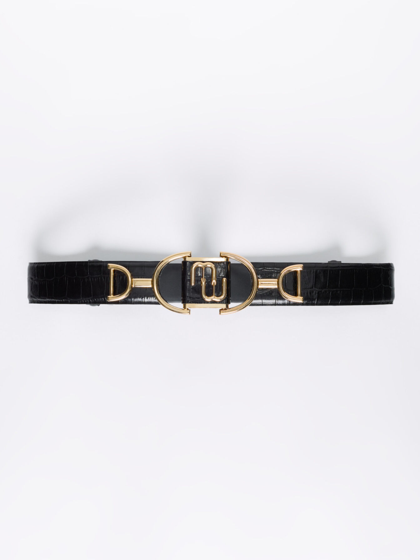 Ceinture en cuir double m Maje gris noir pour femme Maje