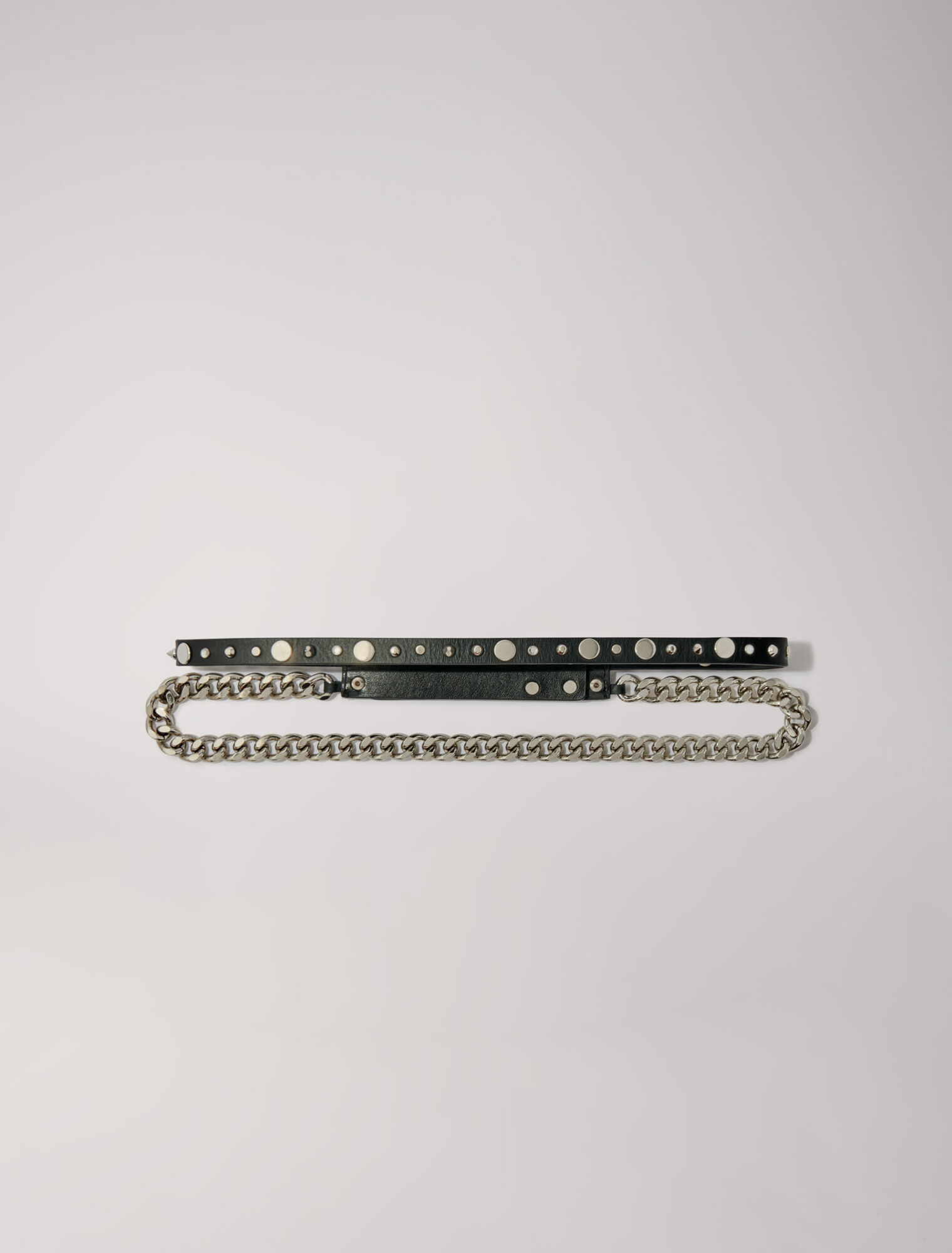 Double leather and chain belt
