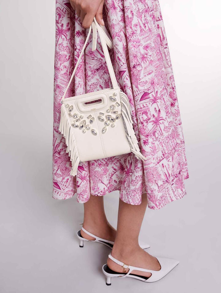 Sac M mini en cuir à strass