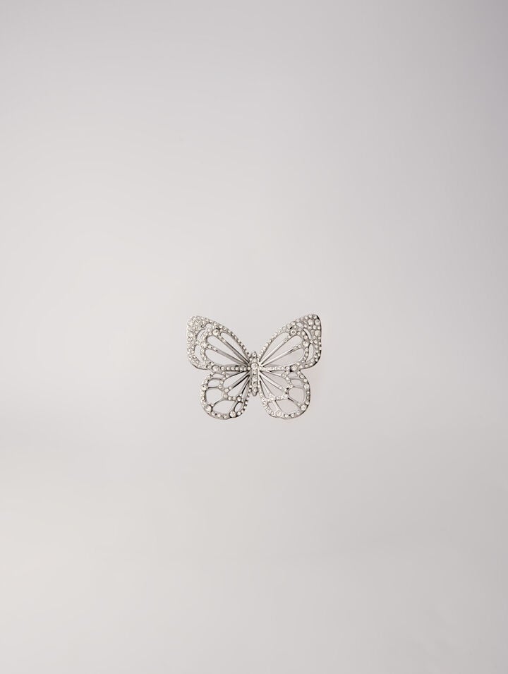 Bague papillon strass