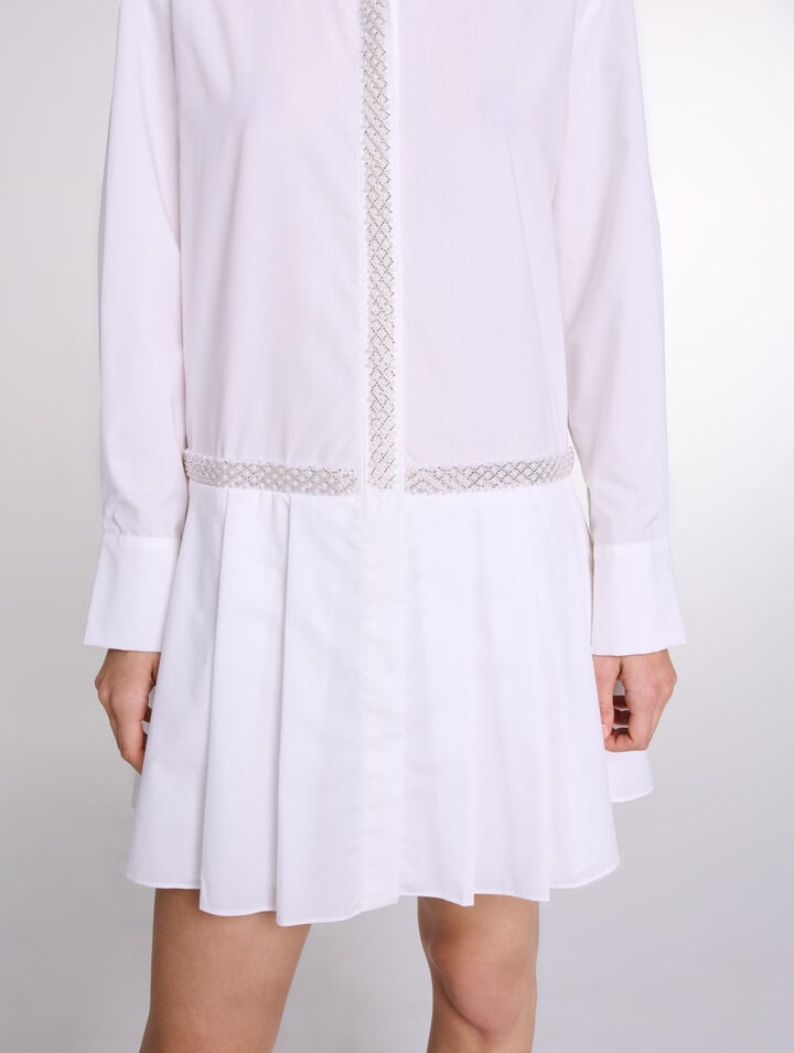Robe chemise orn&eacute;e de perles