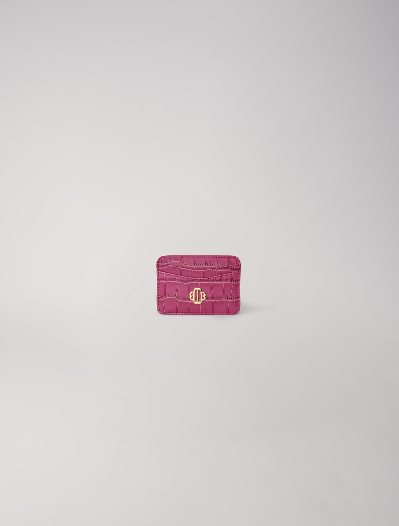 Mock croc embossed leather card case
