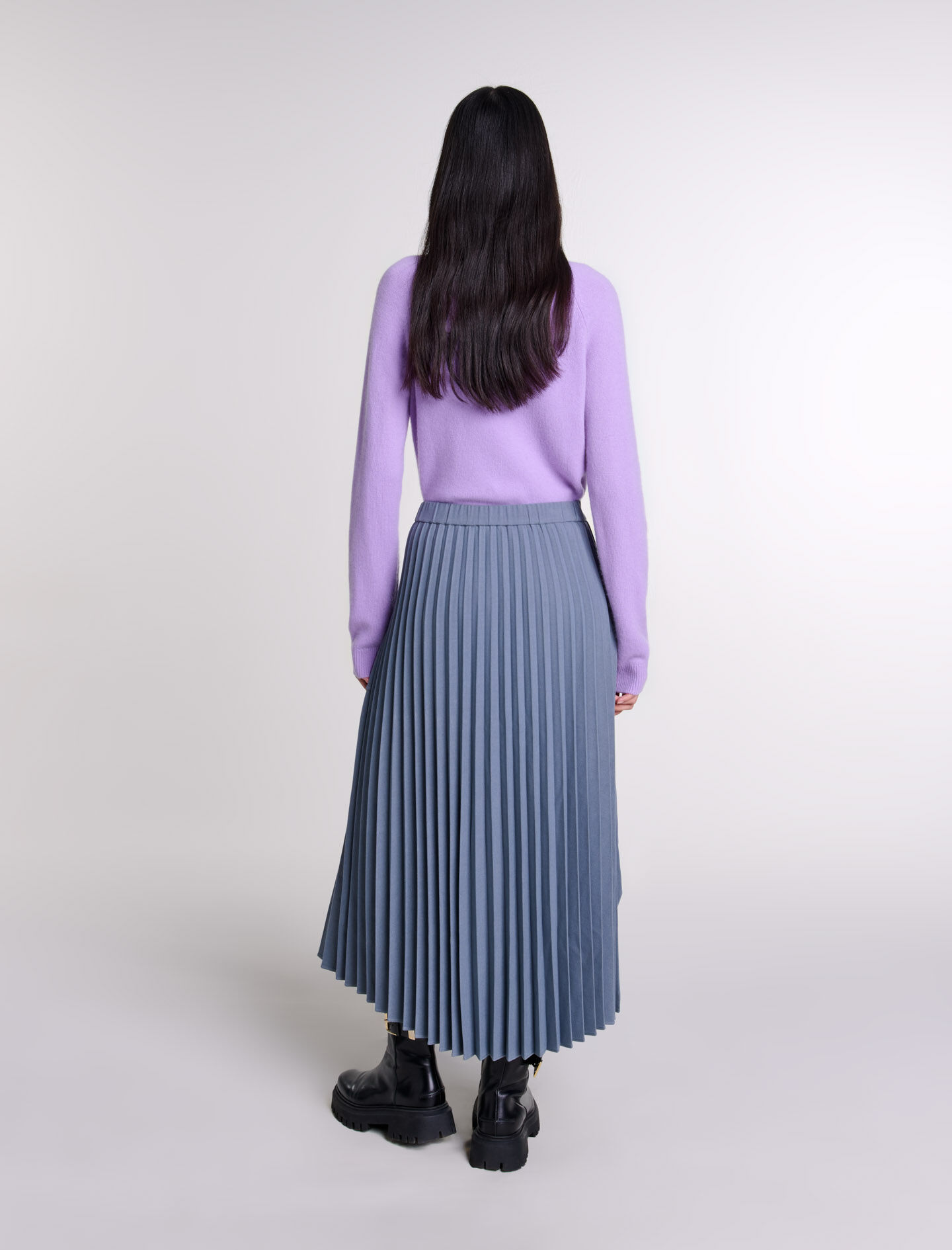 スカート asymmetrical pleated skirt Asymmetrical pleated skirt Black / Gray For Women | Maje
