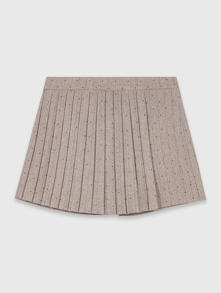 Short trompe l'œil plissé à strass