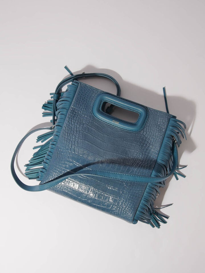 Sac M en cuir effet croco placé