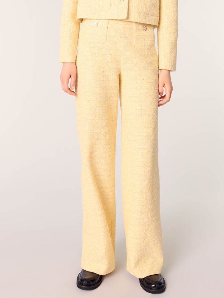 Pantalon droit en tweed et lurex