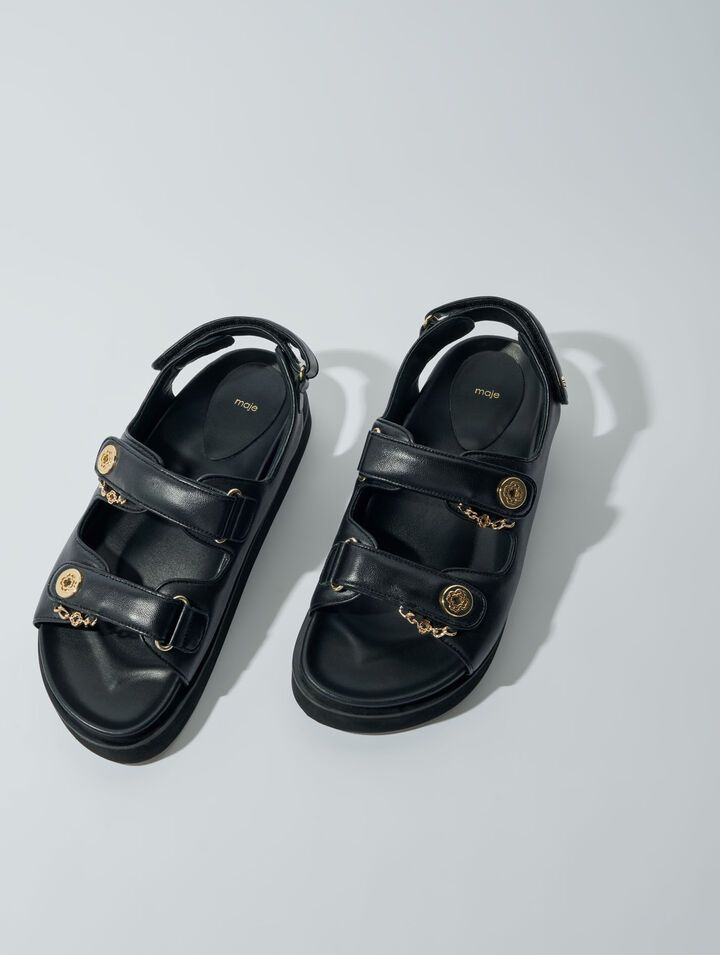 Sandales plates en cuir