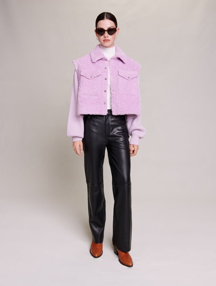 Blouson en fausse fourrure et maille