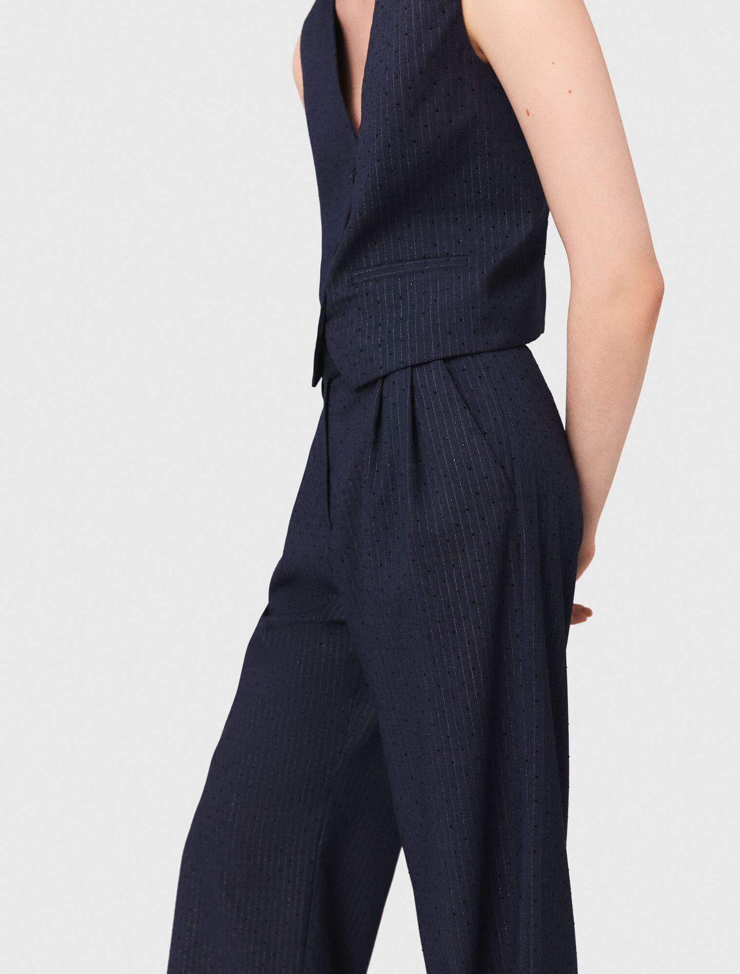 Pantalon tailleur à strass