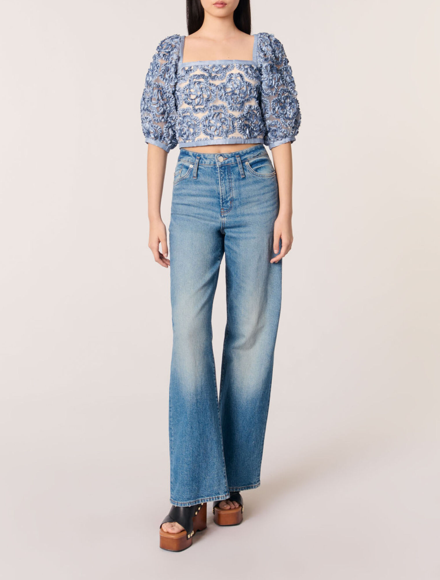 Top en organza motif floral