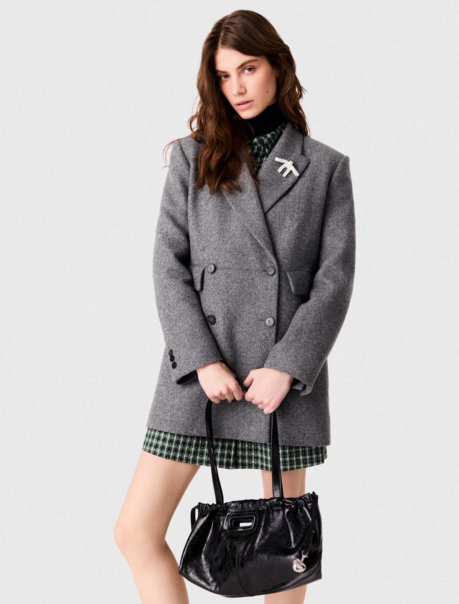 Mid-length wool blend coat