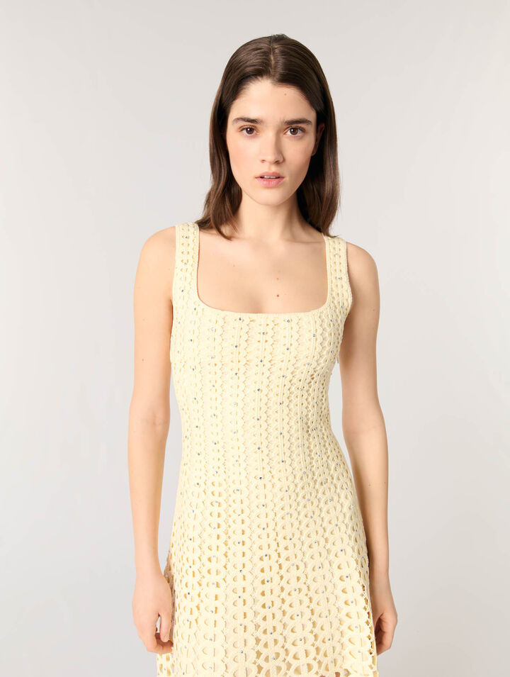 Rhinestone crochet maxi dress