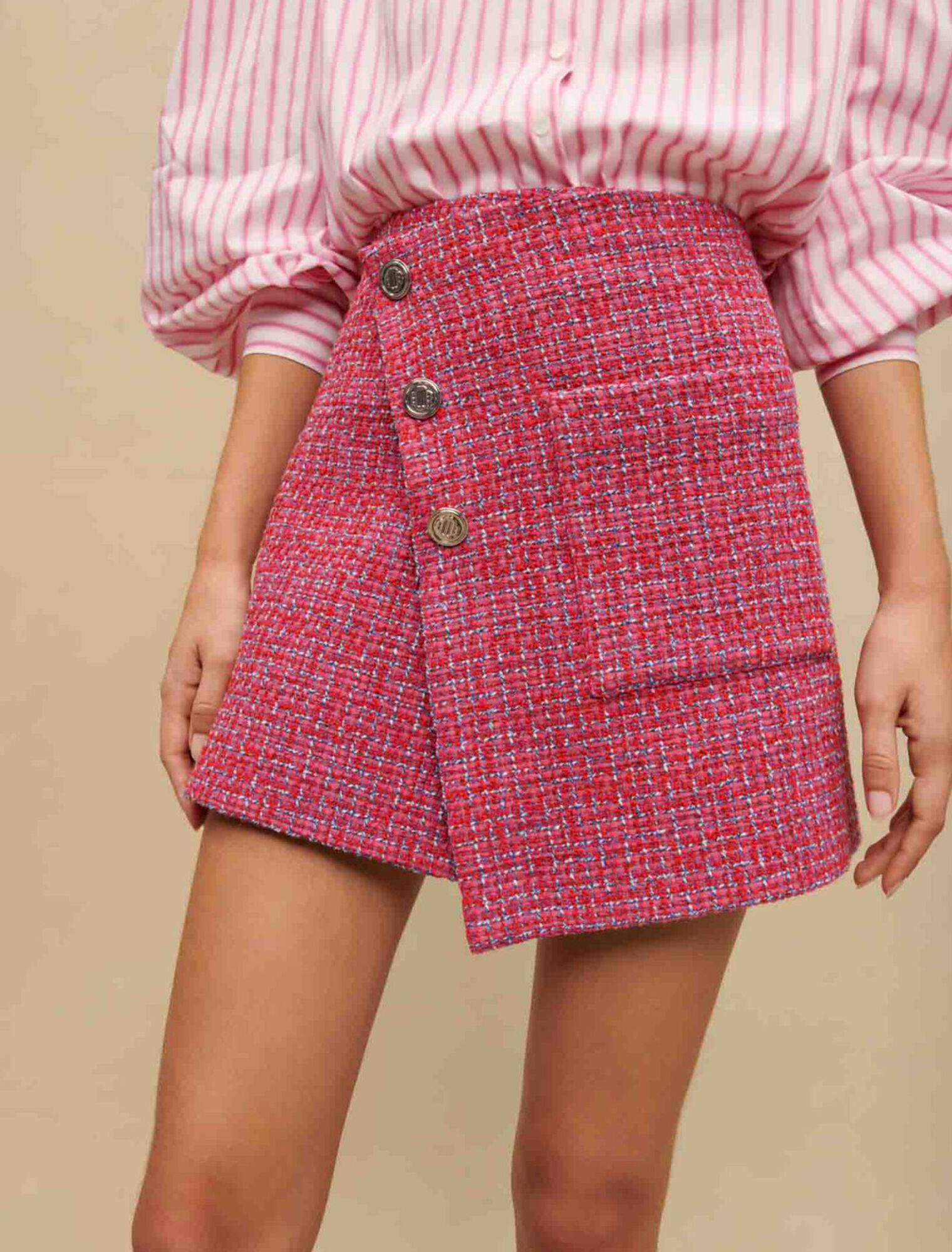 Jupe portefeuille en tweed