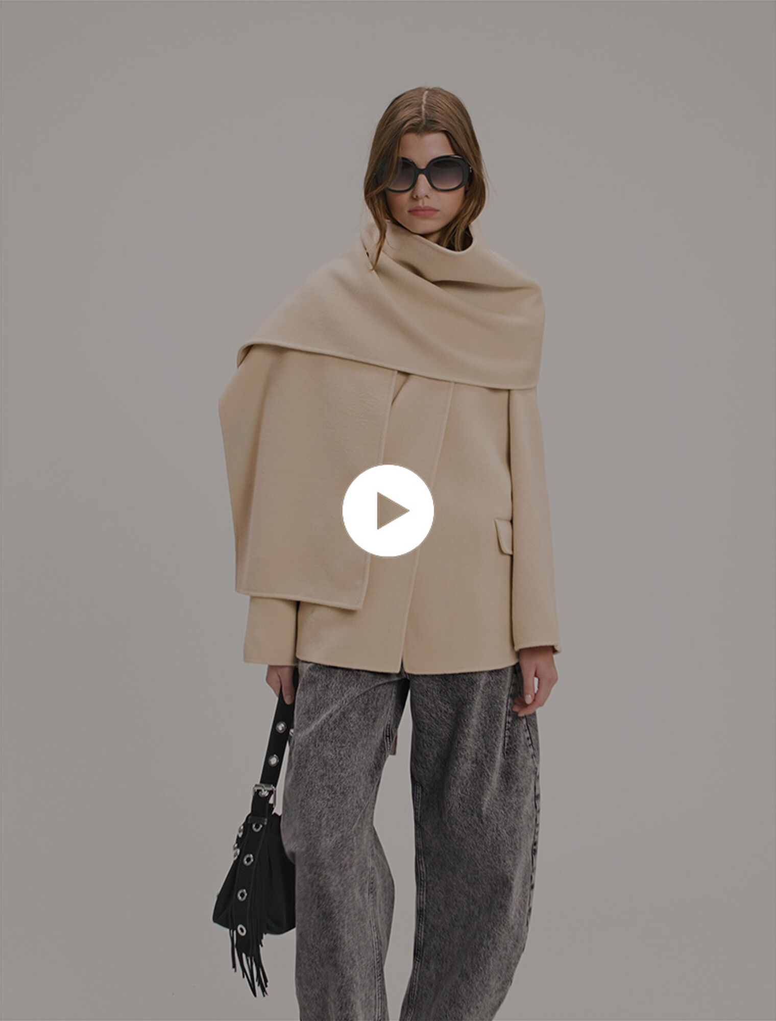 Manteau double face à écharpe