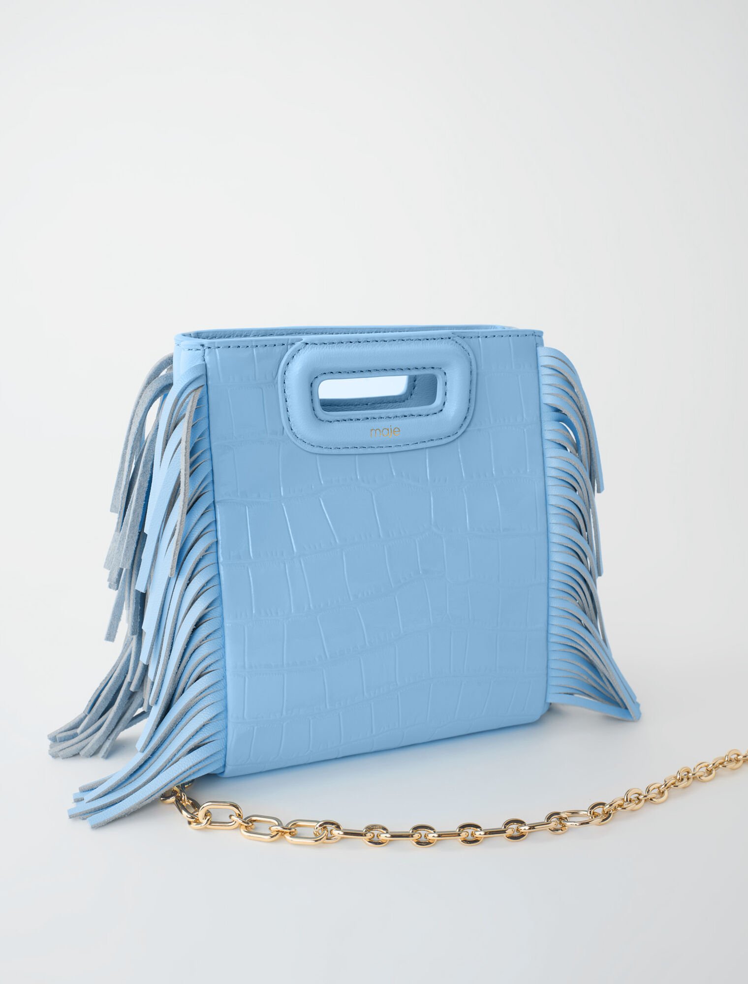 Mini embossed-leather M bag with chain