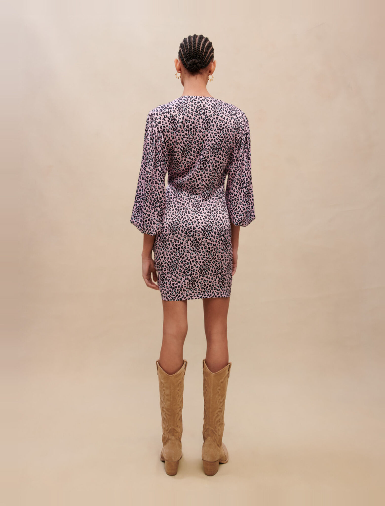 Robe drapée à motif léopard