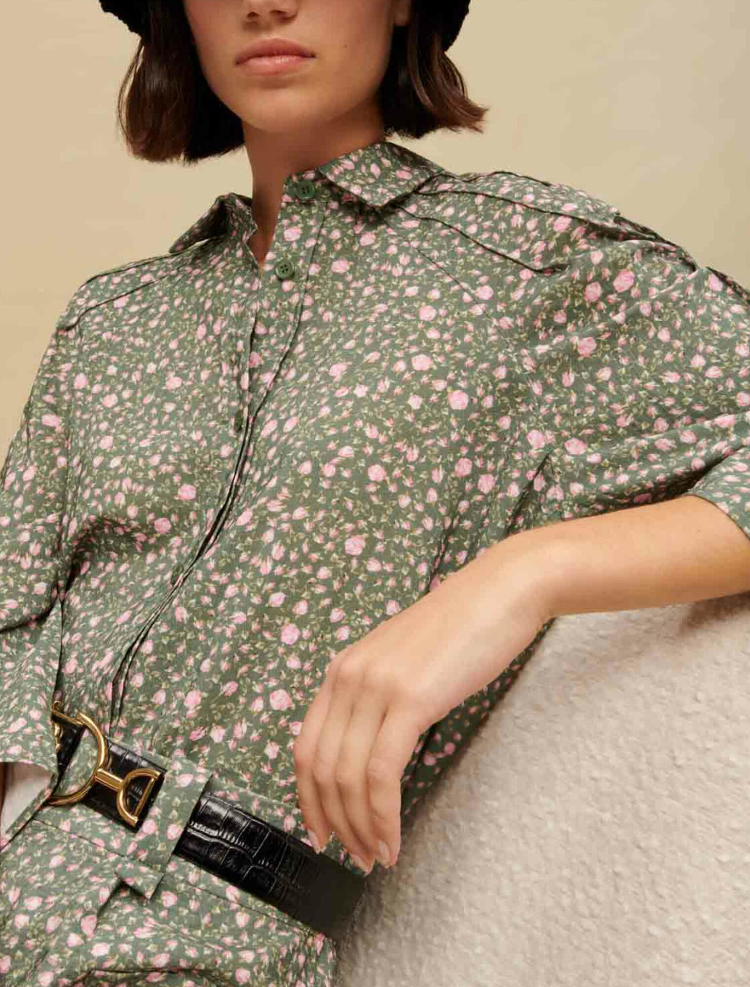 Chemise imprimé boutons de roses