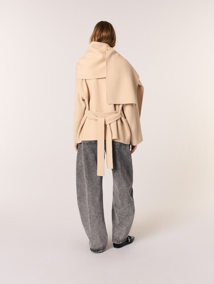 Double-faced coat with scarf