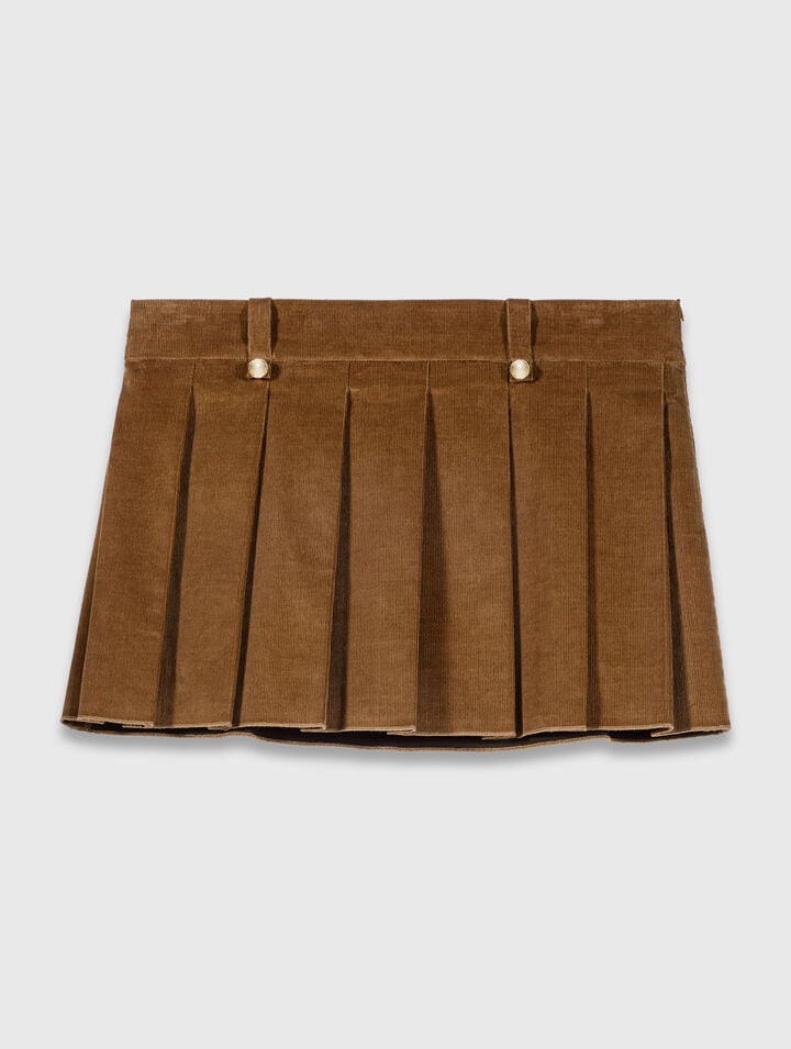 Pleated corduroy mini skirt