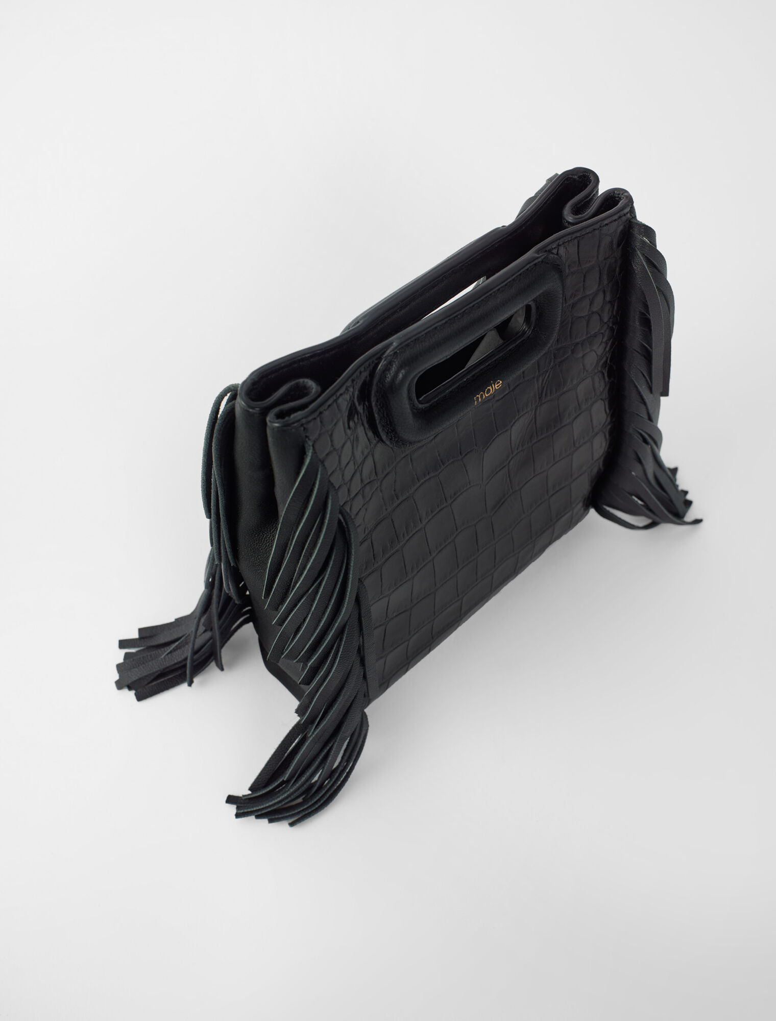 Croc-embossed leather mini M bag