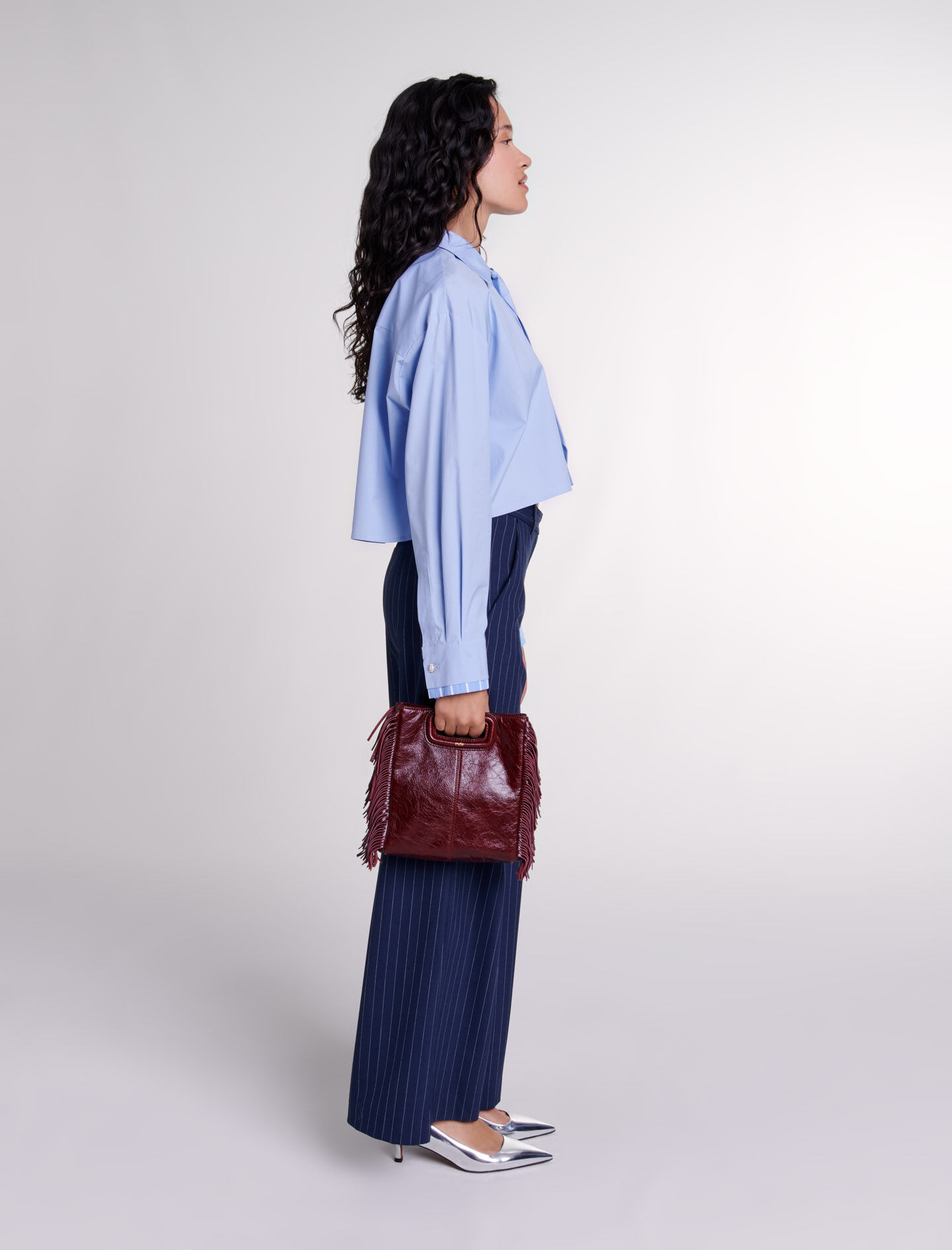 T-MAJE Striped crop top Black / Gray For Women | Maje