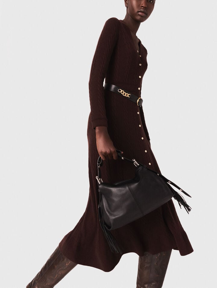 Knit midi dress with buttons