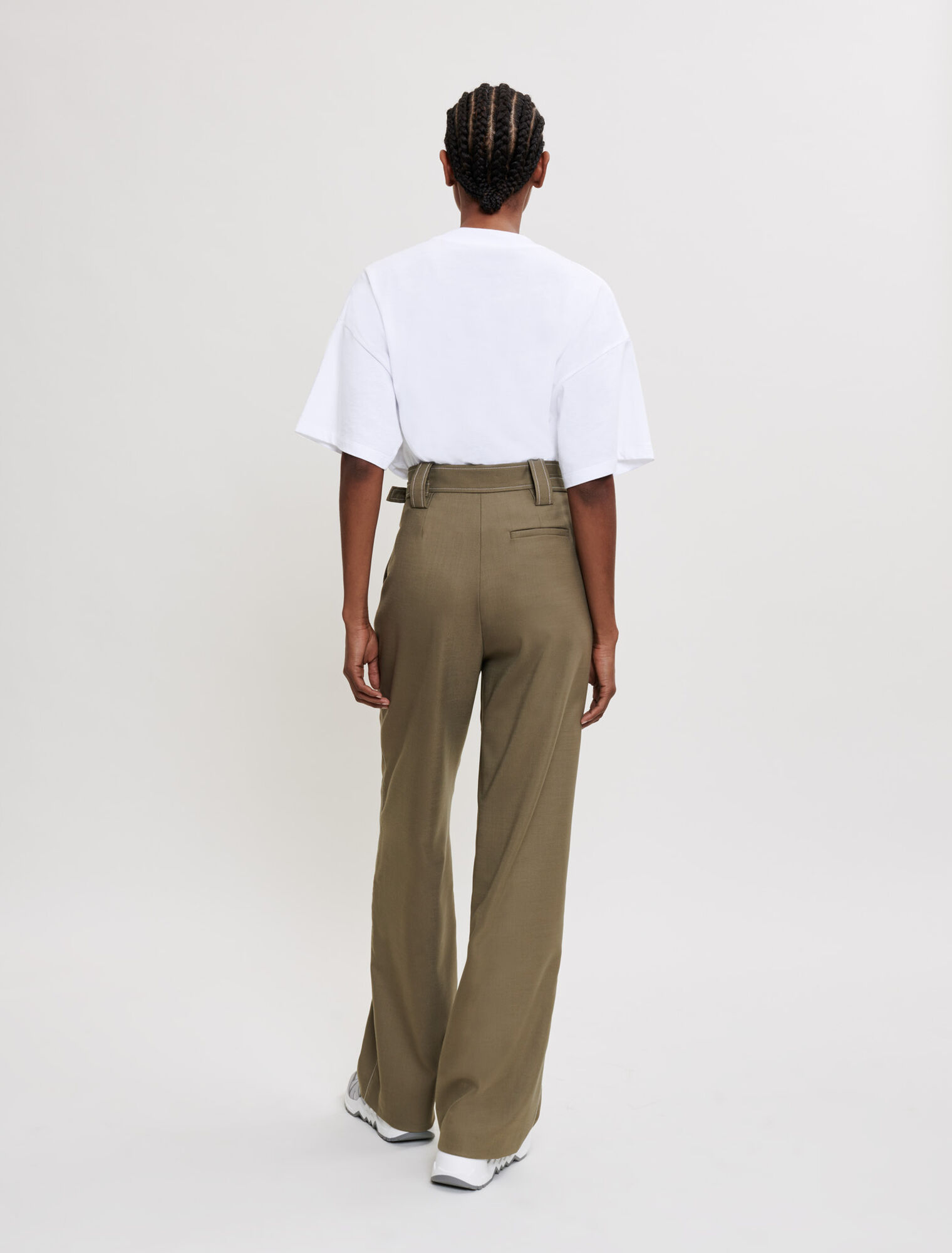 High-waisted tailored trousers