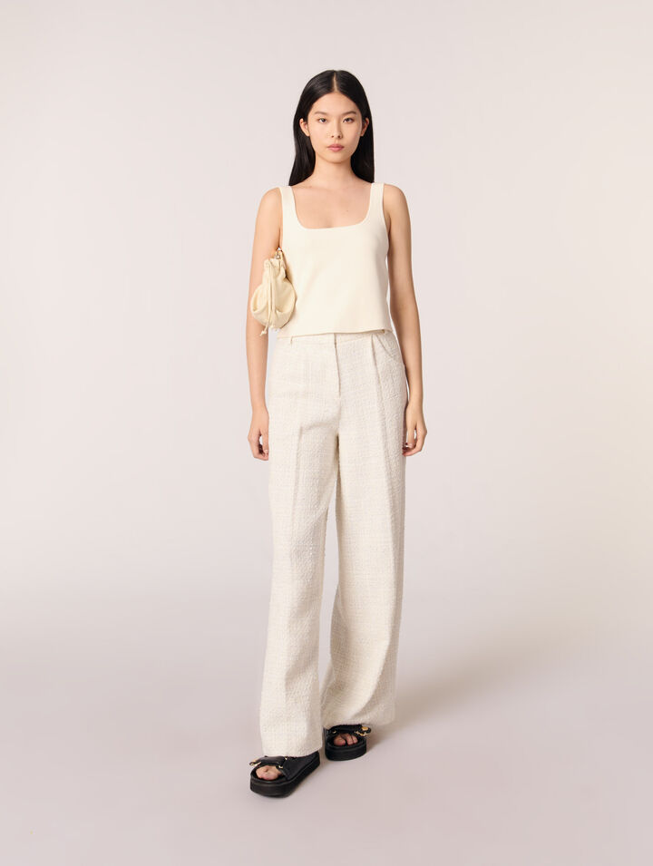 Pantalon large en tweed
