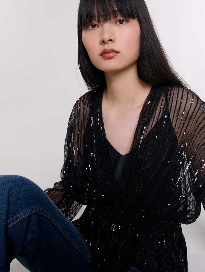 Top ceinturé à sequins