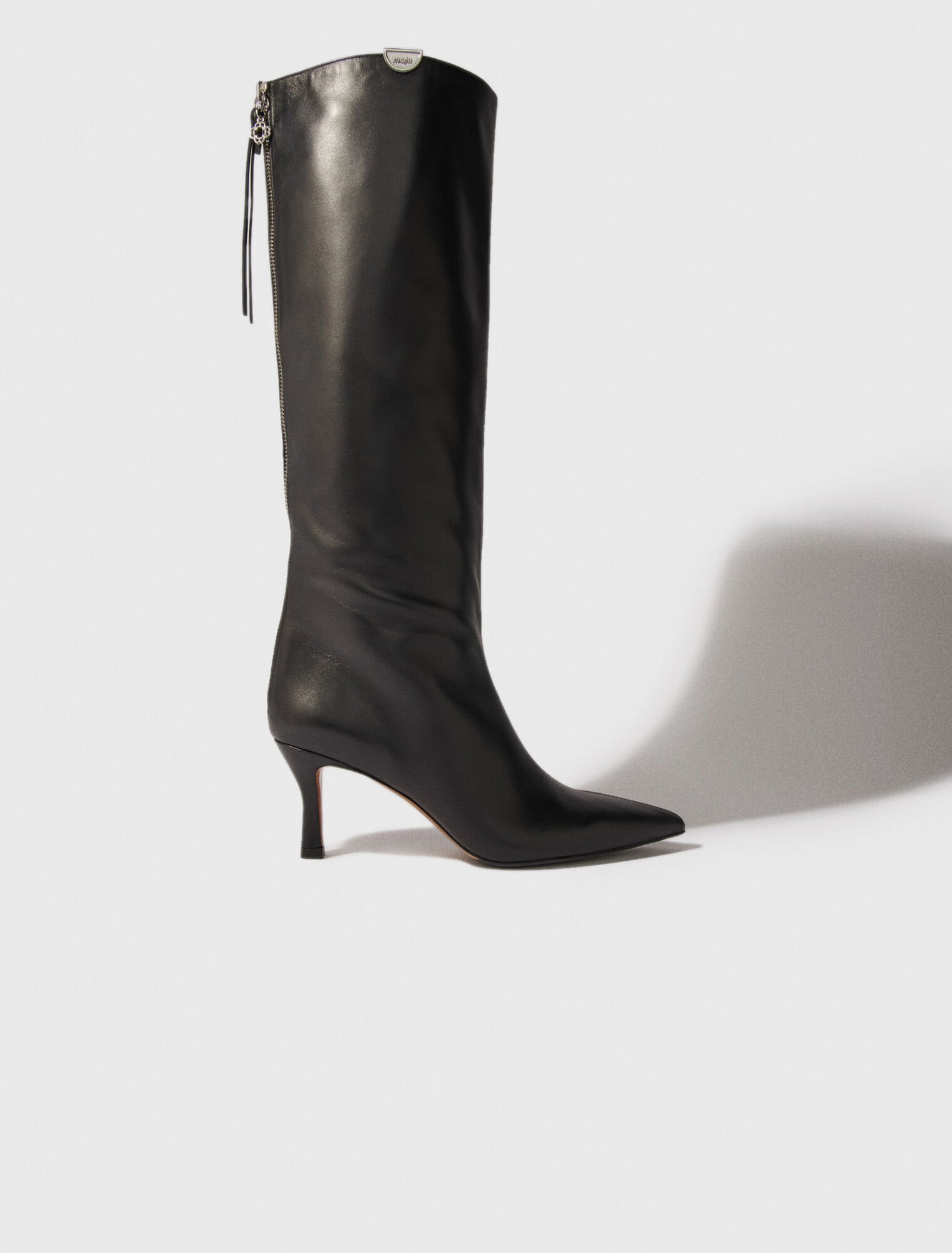 Pointed-toe leather boots