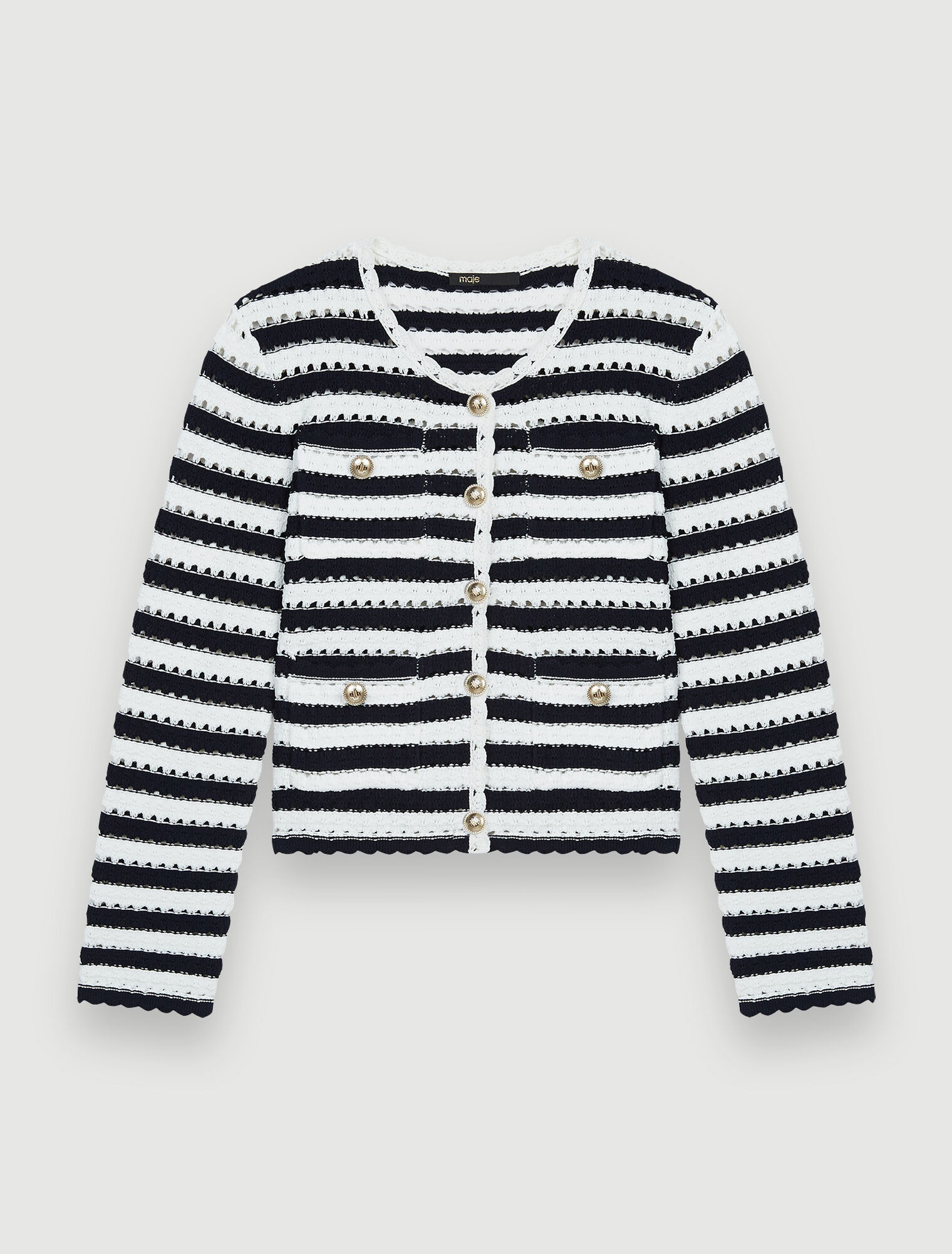 Cardigan effet crochet à rayures