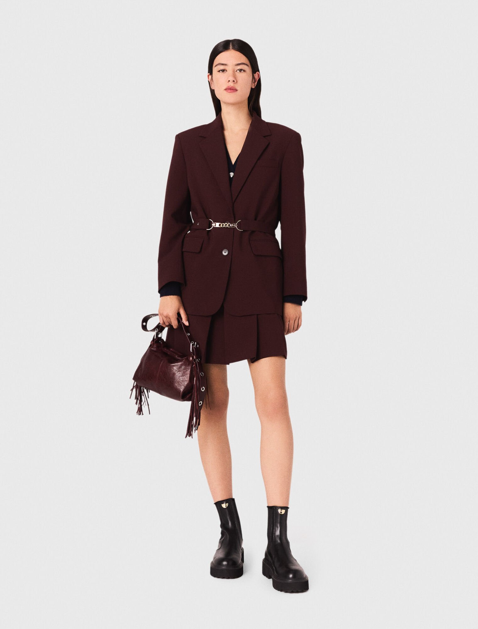 Belted suit jacket