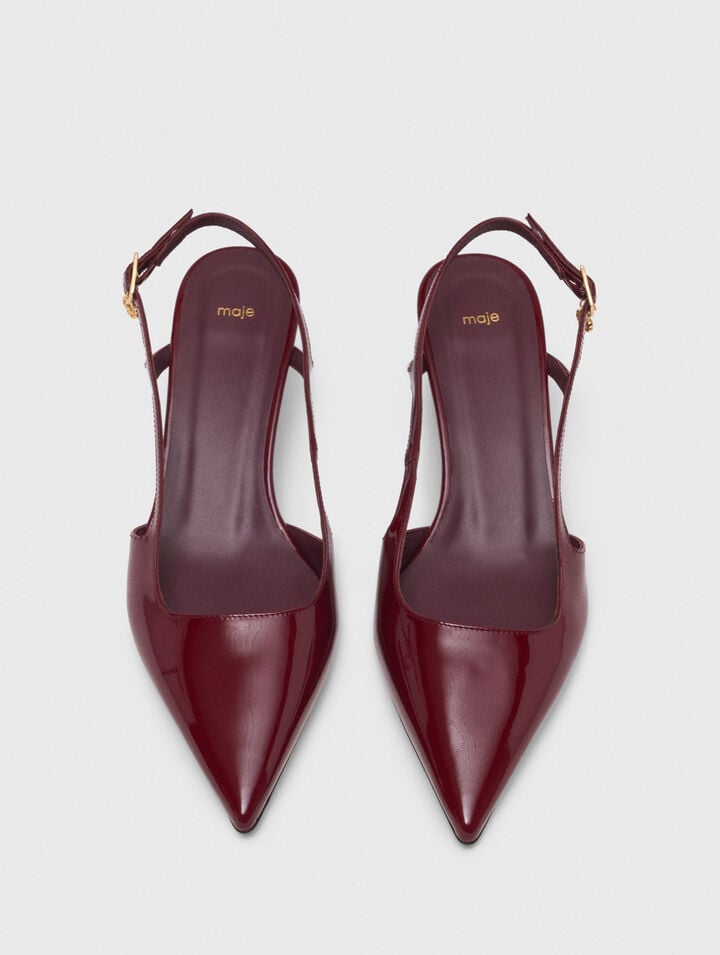 Escarpins slingback en cuir vernis