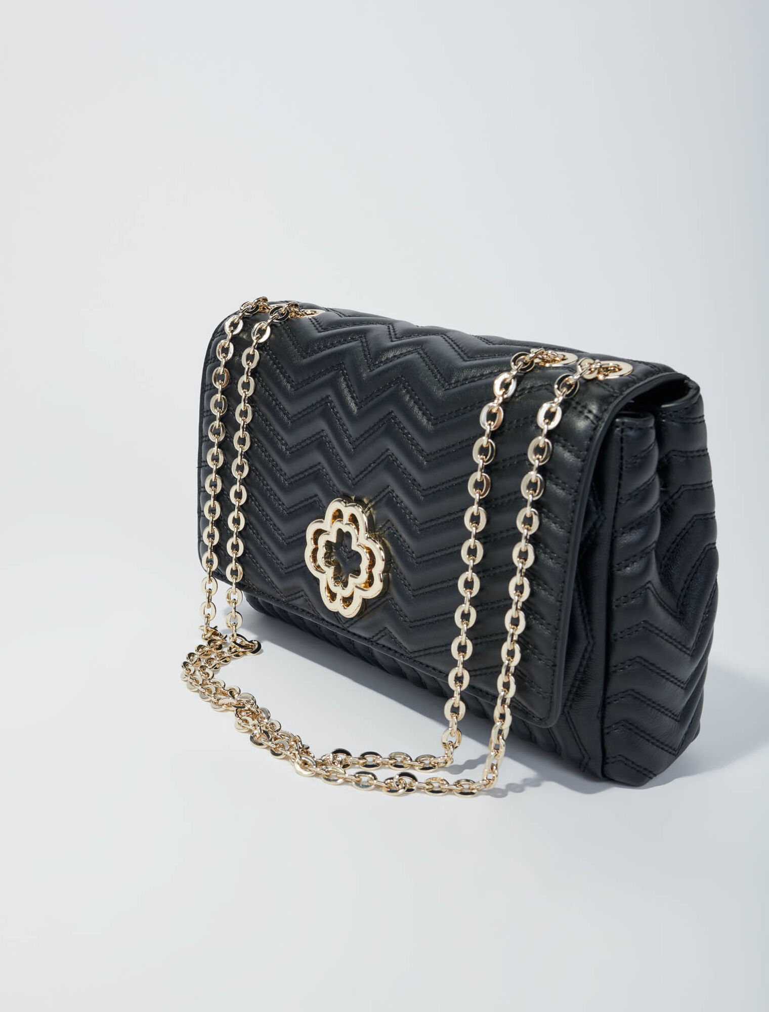 Leather bag with chain strap