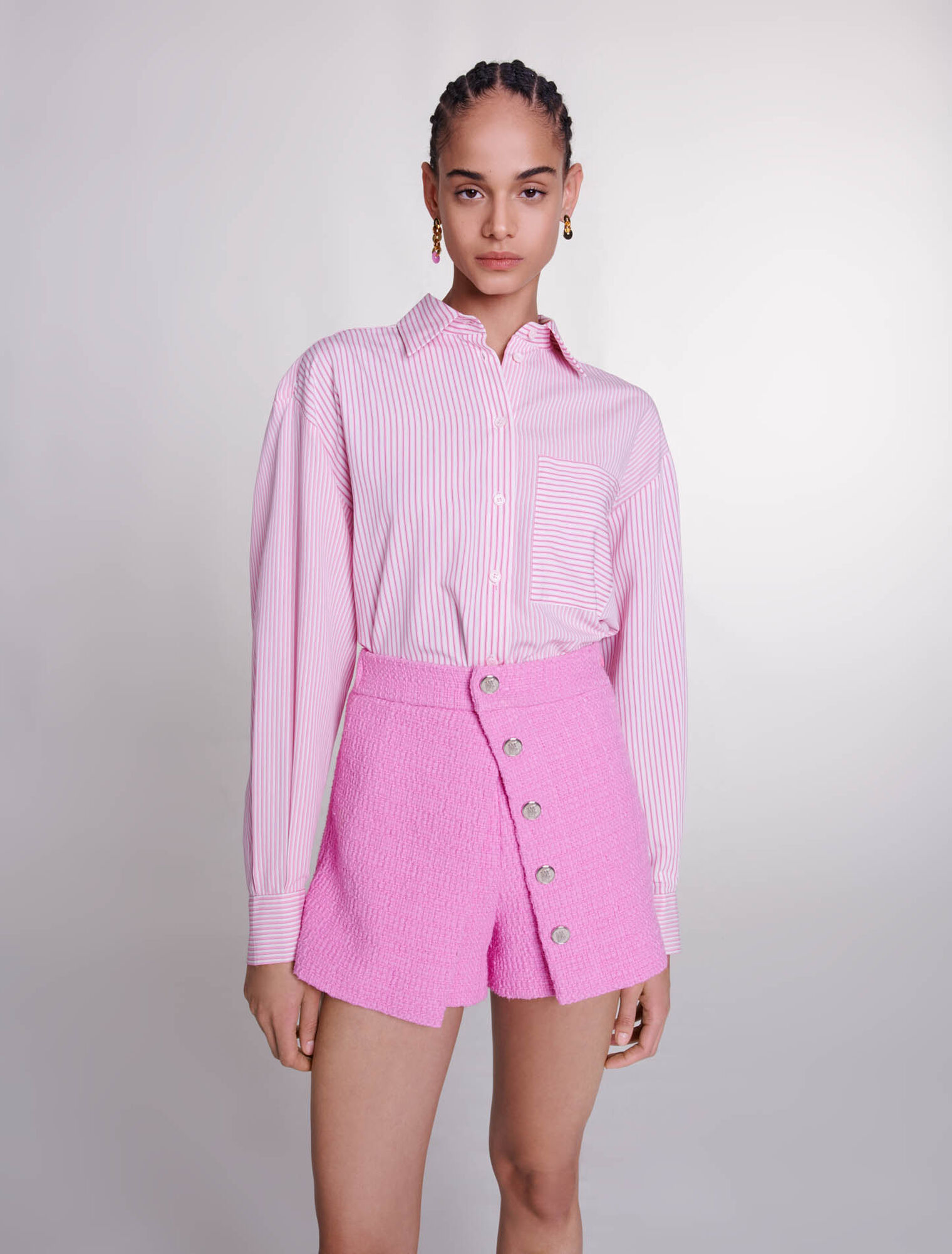 Panelled tweed shorts