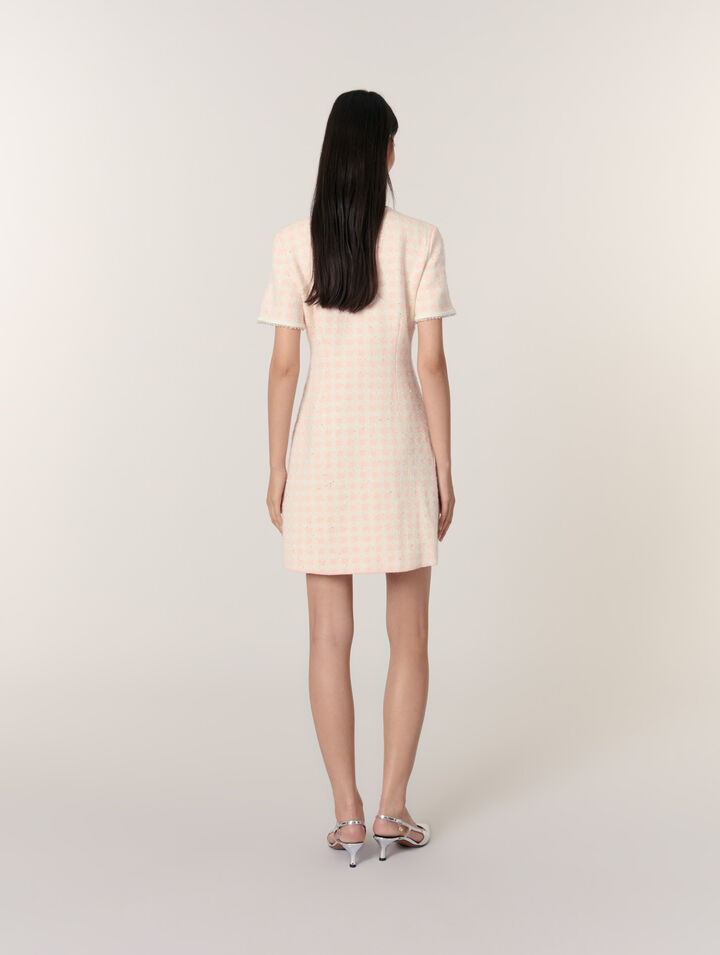 Tweed-effect knit mini dress