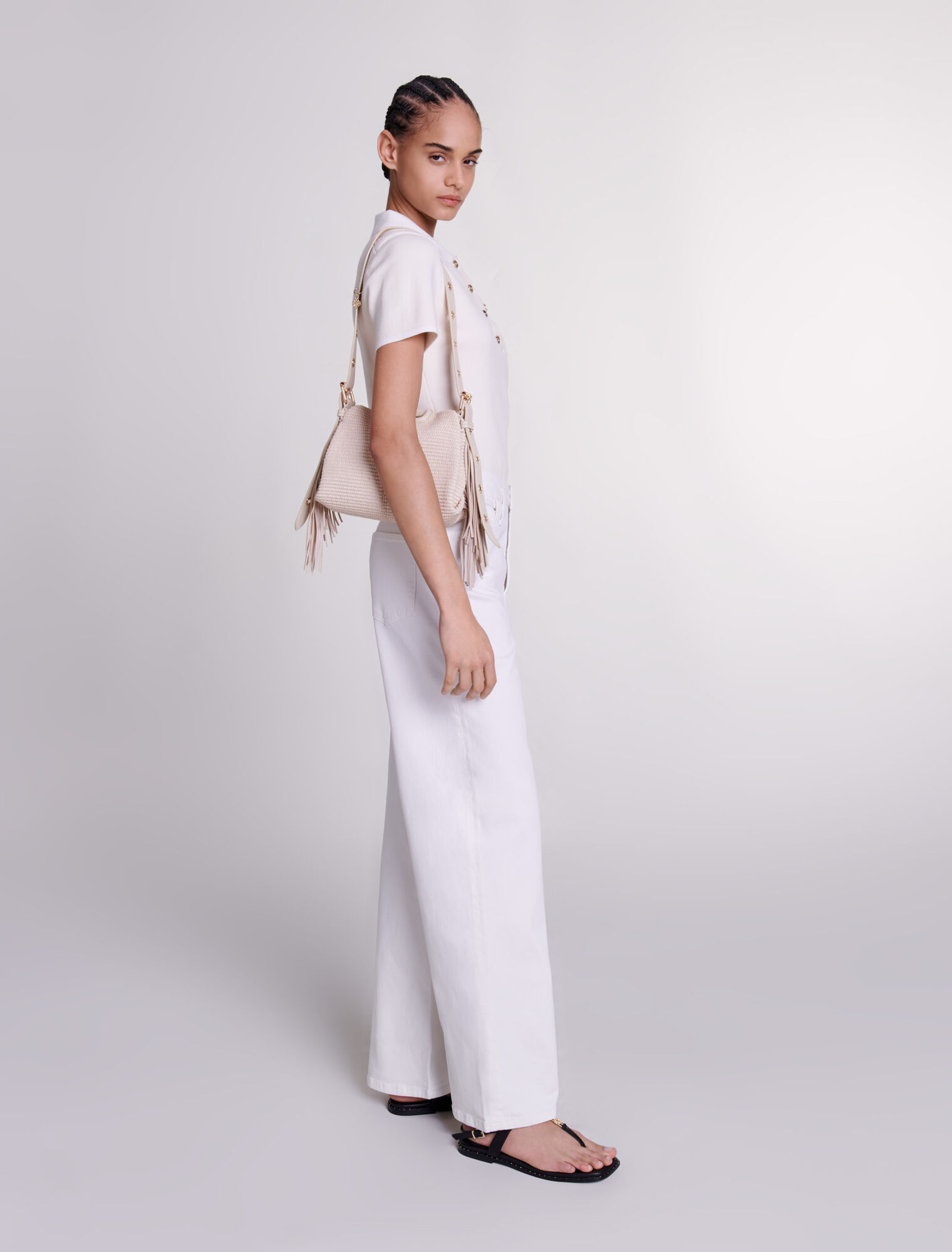 Polo collar knit top