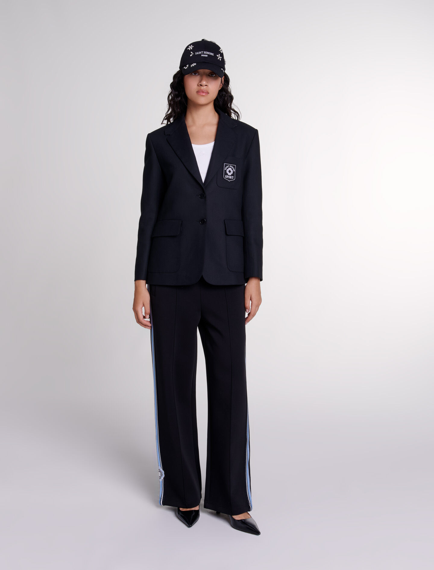 Veste de tailleur Black Gray pour femme Maje
